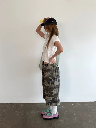 [4 colors] Zippered Bermuda Cargo Pants