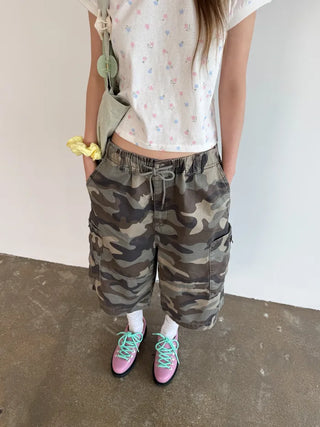 [4 colors] Zippered Bermuda Cargo Pants