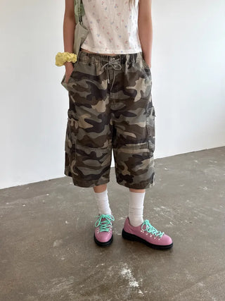 [4 colors] Zippered Bermuda Cargo Pants