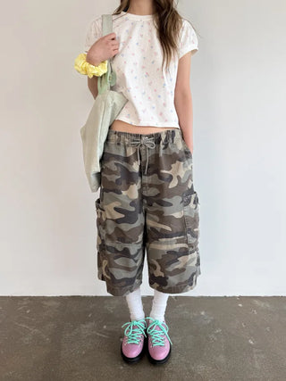[4 colors] Zippered Bermuda Cargo Pants