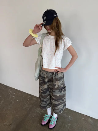 [4 colors] Zippered Bermuda Cargo Pants