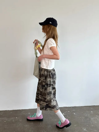 [4 colors] Zippered Bermuda Cargo Pants