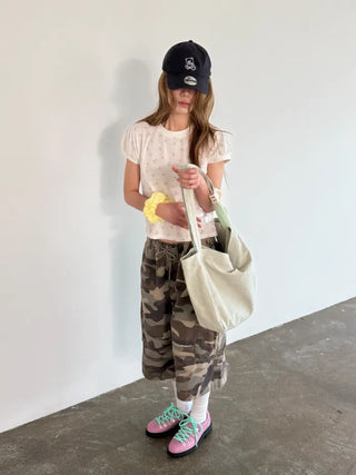 [4 colors] Zippered Bermuda Cargo Pants