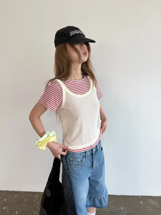 Denim frill Bermuda shorts