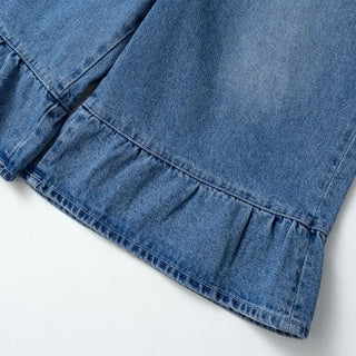 Denim frill Bermuda shorts