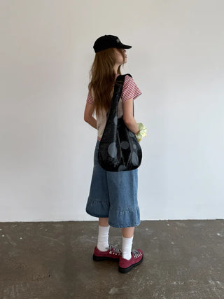 Denim frill Bermuda shorts