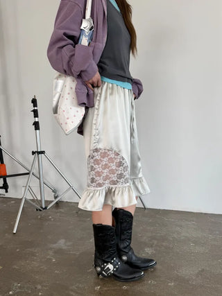 [3 colors] Silky Frill Bermuda Pants