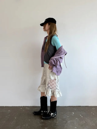 [3 colors] Silky Frill Bermuda Pants