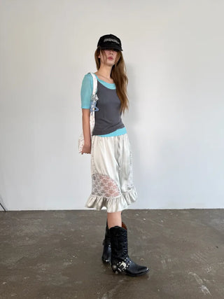 [3 colors] Silky Frill Bermuda Pants