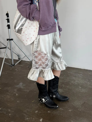 [3 colors] Silky Frill Bermuda Pants