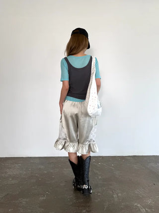 [3 colors] Silky Frill Bermuda Pants