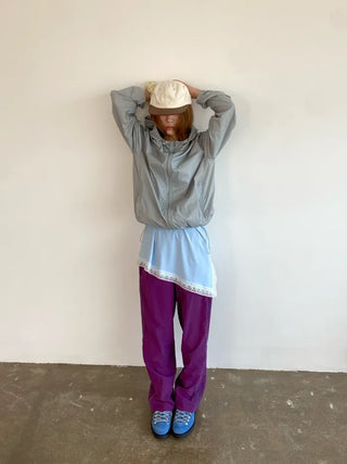 [3 colors] Side Lace Nylon Pants