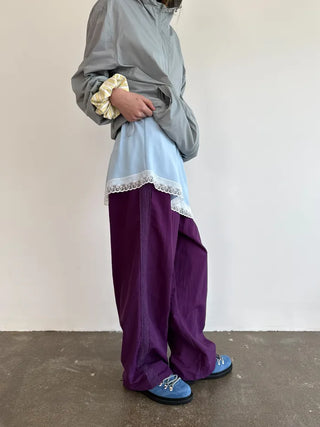 [3 colors] Side Lace Nylon Pants