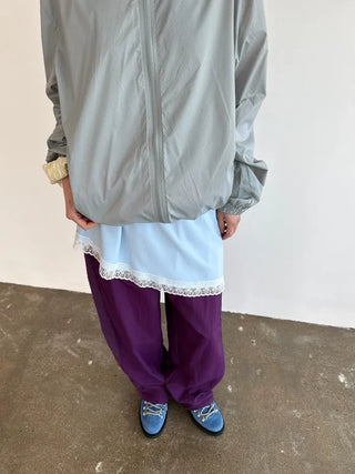 [3 colors] Side Lace Nylon Pants