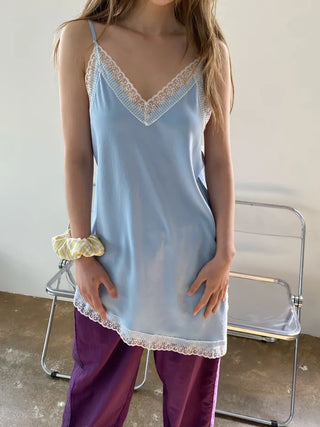 [3 colors] Asymmetrical Lace Slip Dress