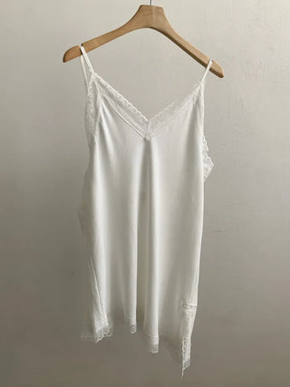 [3 colors] Asymmetrical Lace Slip Dress