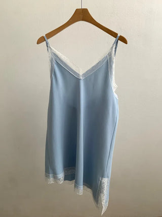 [3 colors] Asymmetrical Lace Slip Dress