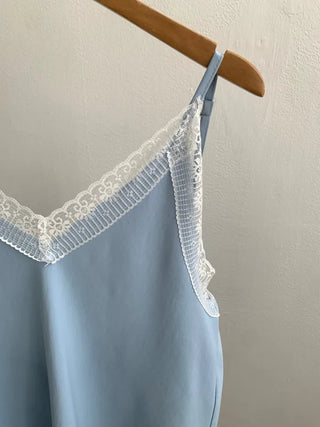 [3 colors] Asymmetrical Lace Slip Dress