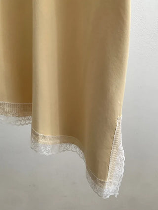 [3 colors] Asymmetrical Lace Slip Dress