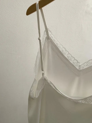 [3 colors] Asymmetrical Lace Slip Dress