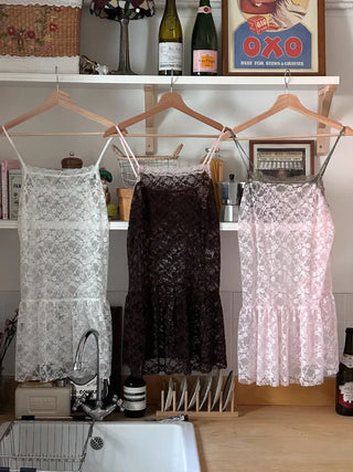 [3 colors] Lace Slip Layered Dress