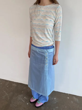 [3 colors] Shine Button Layered Skirt
