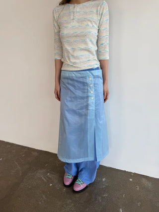 [3 colors] Shine Button Layered Skirt