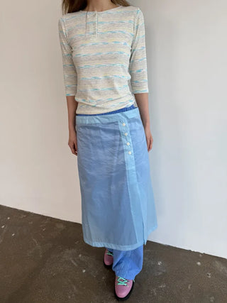 [3 colors] Shine Button Layered Skirt