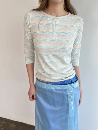 [3 colors] Shine Button Layered Skirt