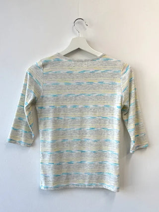 [2 colors] Patterned Henley Neck Tee