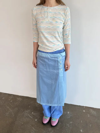 [2 colors] Patterned Henley Neck Tee