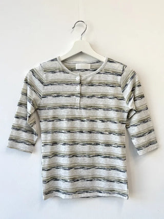 [2 colors] Patterned Henley Neck Tee