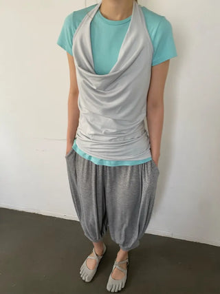 [2 colors] Cozy Shirring Capri Pants