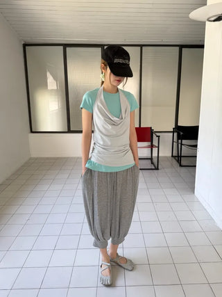 [2 colors] Cozy Shirring Capri Pants