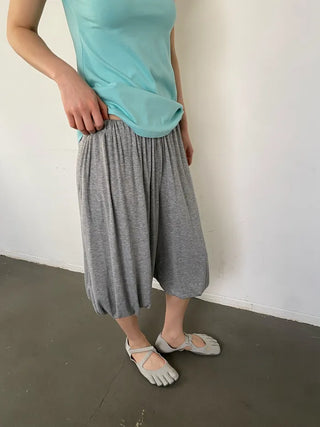 [2 colors] Cozy Shirring Capri Pants