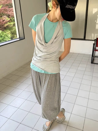 [2 colors] Cozy Shirring Capri Pants