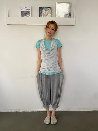 [2 colors] Cozy Shirring Capri Pants