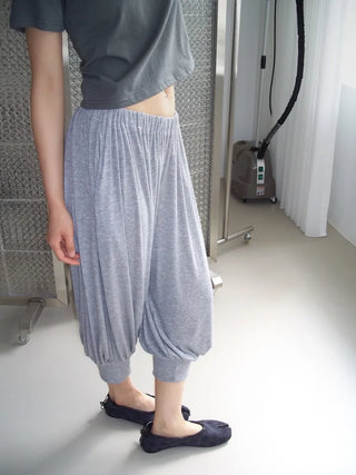 [2 colors] Cozy Shirring Capri Pants