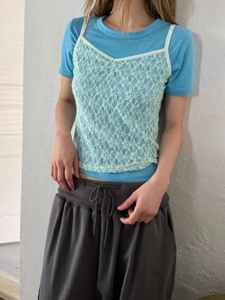 [3 colors] Fold Shirring Cargo Capri Pants