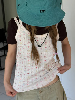 [2 colors] Ribbon strapless sleeveless top