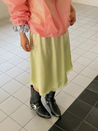 [2 colors] Satin Lace Top