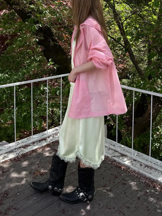 [2 colors] Satin Lace Top