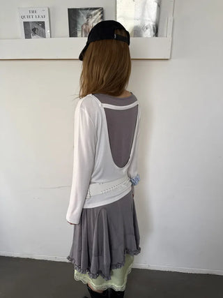 [2 colors] Satin Lace Midi Skirt