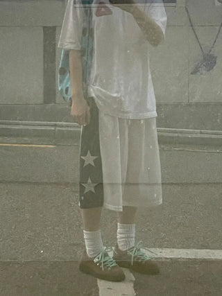 [4 colors] Star Mesh Basketball Pants