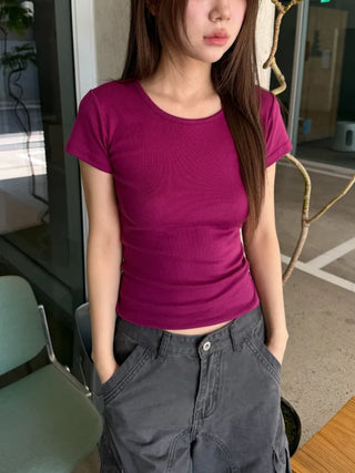 [12 colors] Simple Slim T-shirt