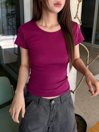 [12 colors] Simple Slim T-shirt