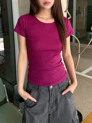 [12 colors] Simple Slim T-shirt