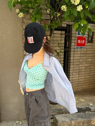 [4 colors] Check Crop Summer Shirt