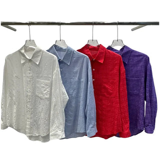 [4 colors] Check Crop Summer Shirt
