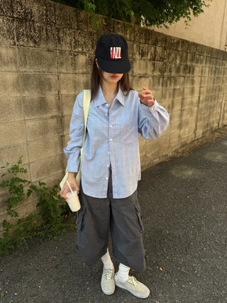 [4 colors] Check Crop Summer Shirt